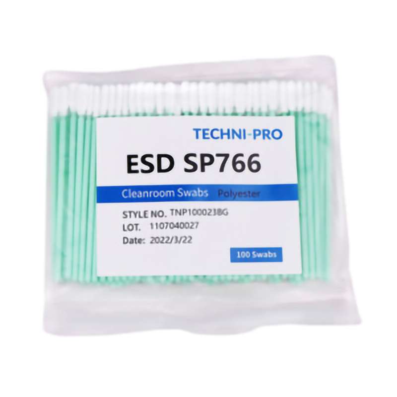 Cleanroom ESD Polyester Knit Swab, Static Dissipative Handle, 100/Bg